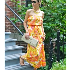 Multicolor strapless maxi dress